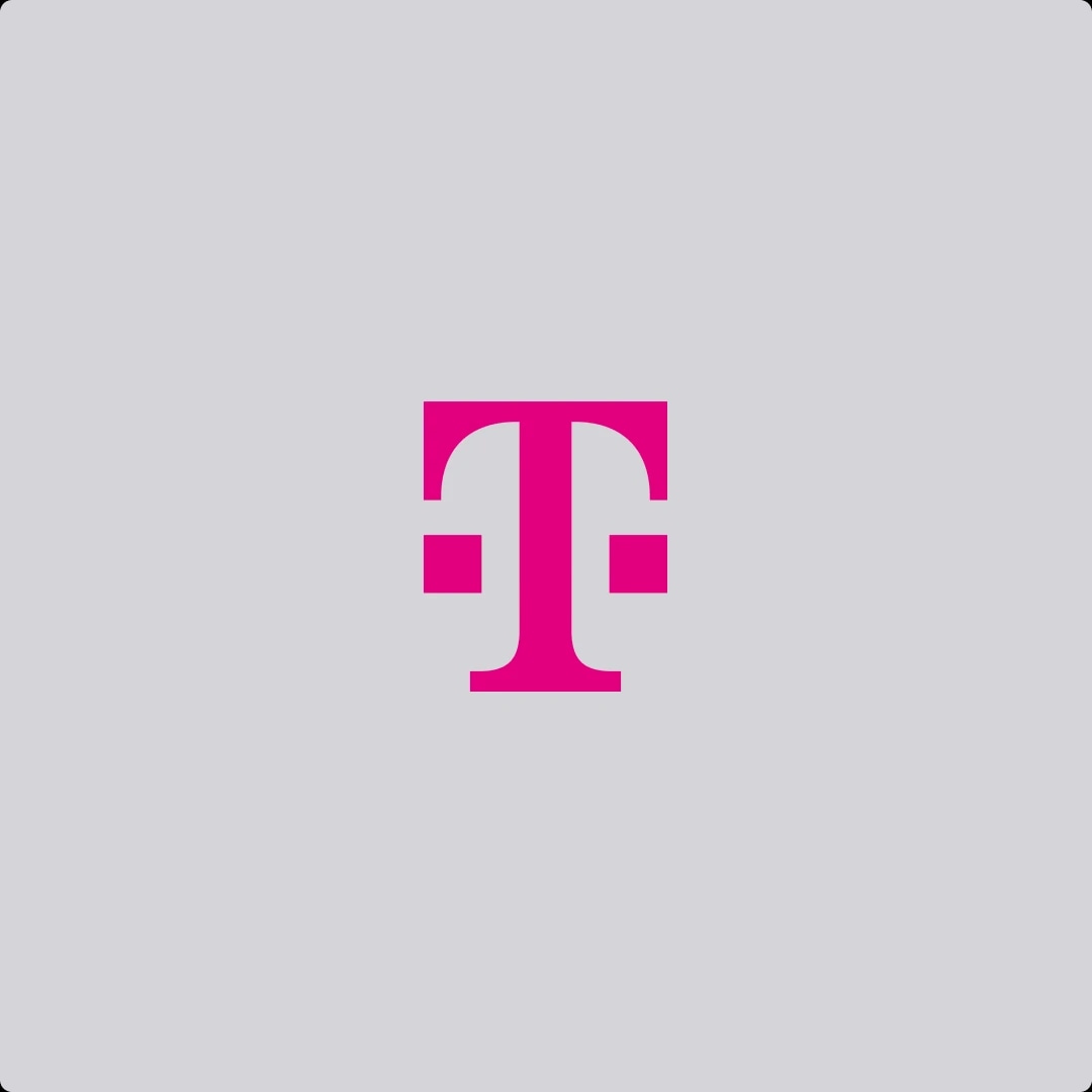 T-Mobile logo in pink on a light gray background.