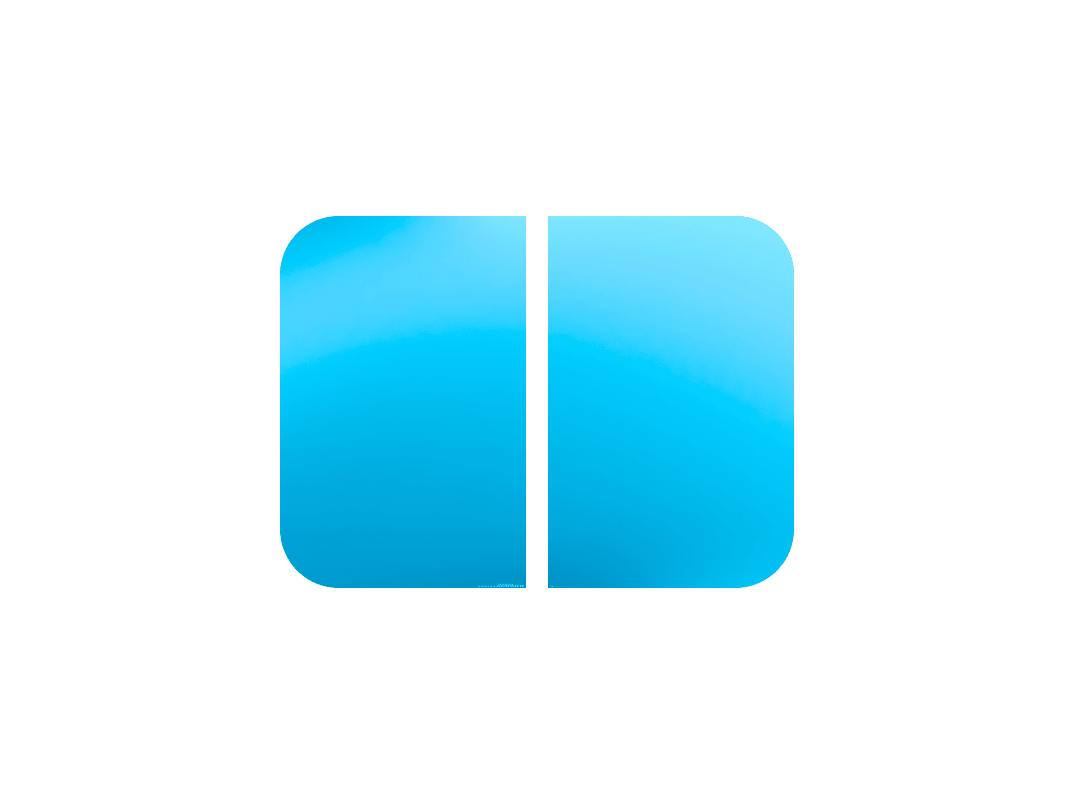 Blue square icon with rounded corners and a vertical line dividing it in half.