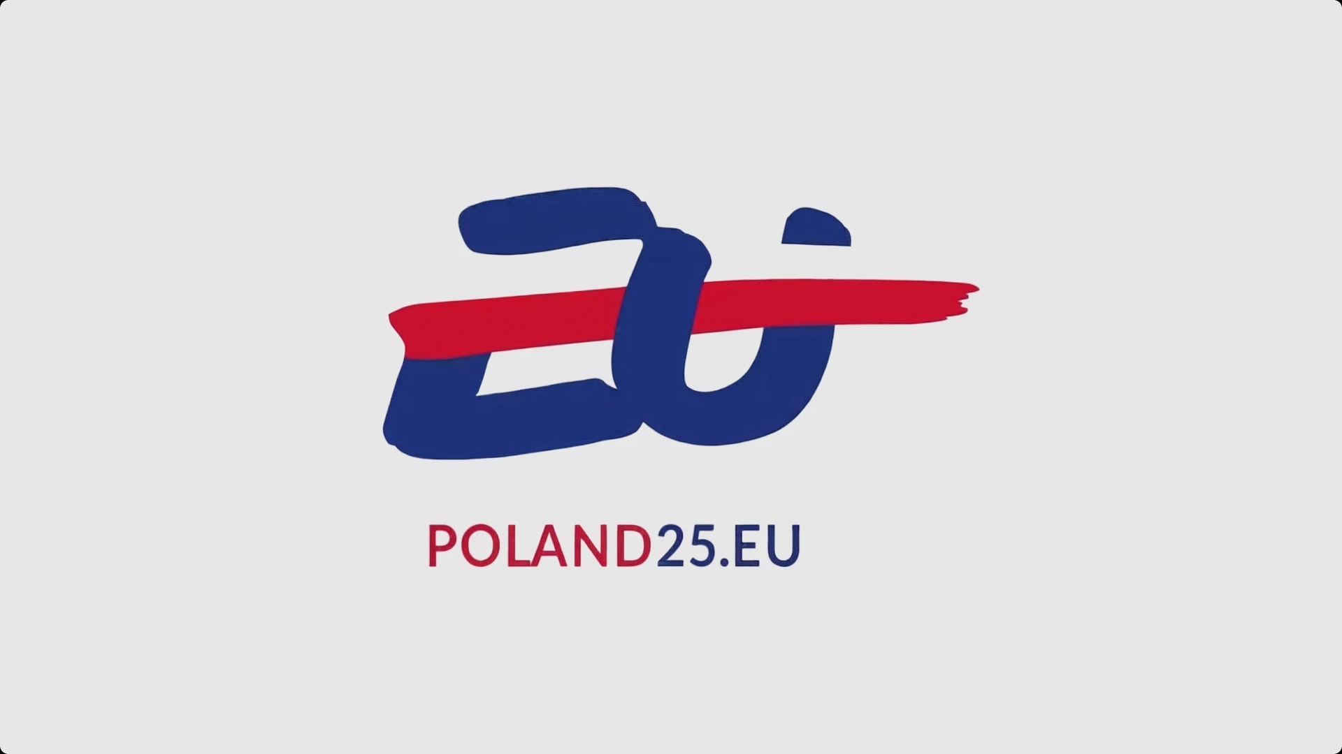 Stylized number 25 with a red and blue brushstroke, and the text "POLAND25.EU" below.