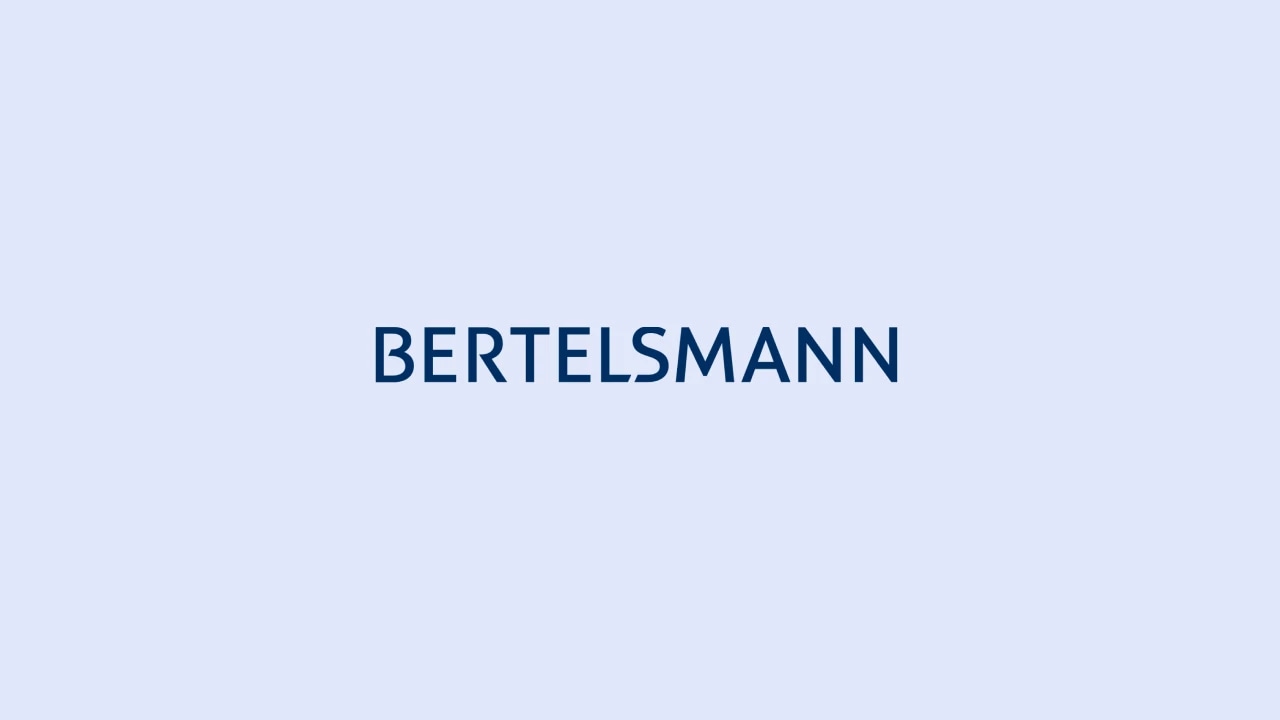 BERTELSMANN logo on a light blue background.